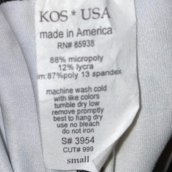 KOS USA full length coral colored Printed athleisure leggings tights mesh back - Picture 4 of 6